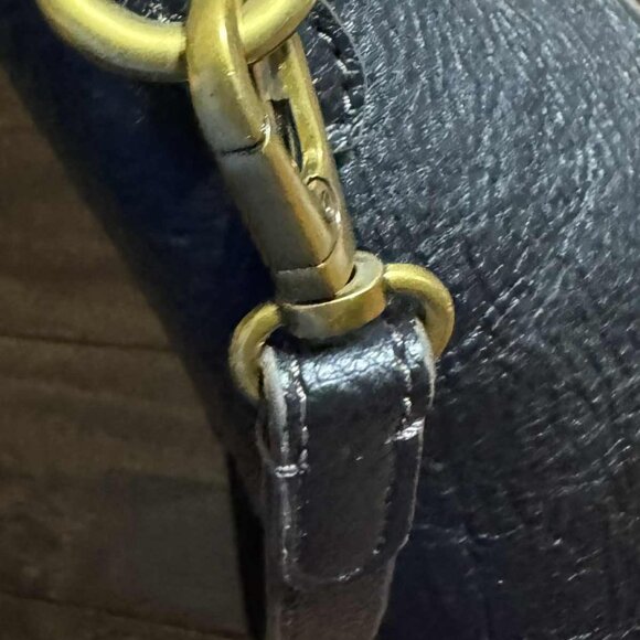 Fossil Avondale Black Leather Satchel Handbag Brass Hardware Excellent - Picture 16 of 16